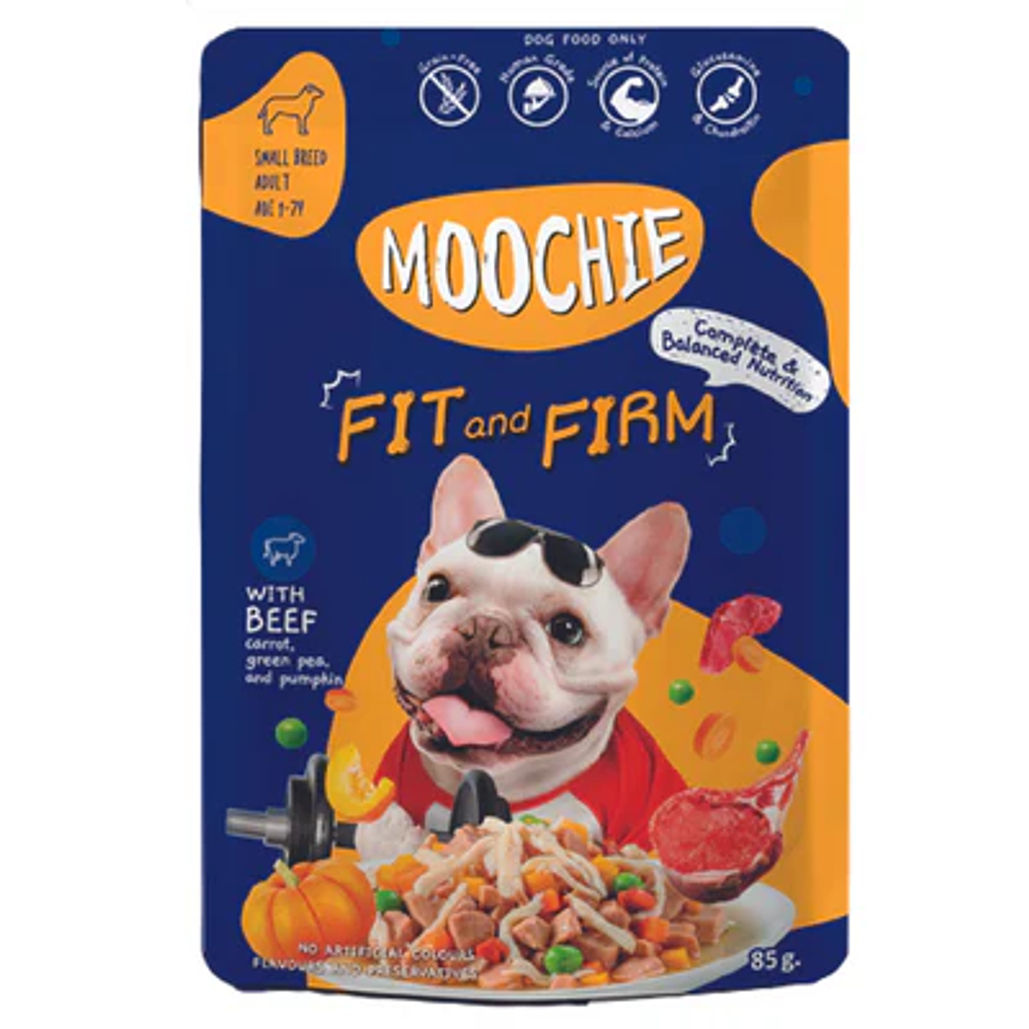 MOOCHIE SOBRE PERRO CARNE 85GRS FIT AND FIRM 1