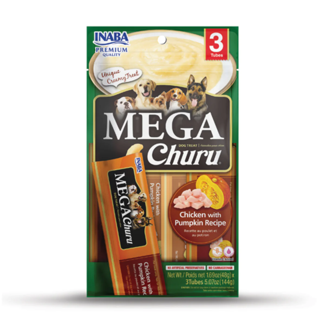 Inaba Megachuru snack Dog Chicken 48gr 3 tubos. 1