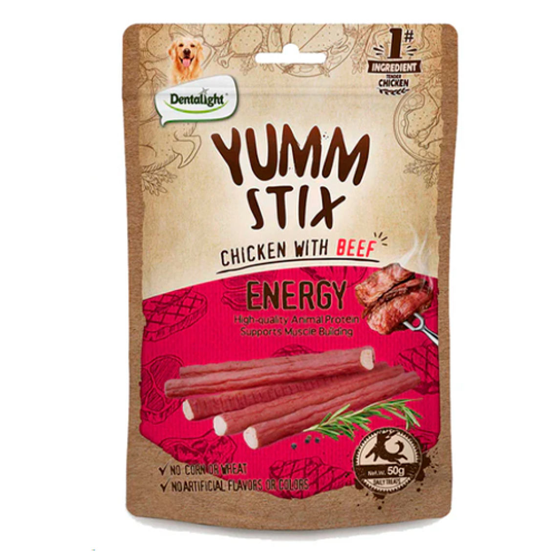 YUMM STIX MIND POLLO CON CARNE DE RES 50G 1
