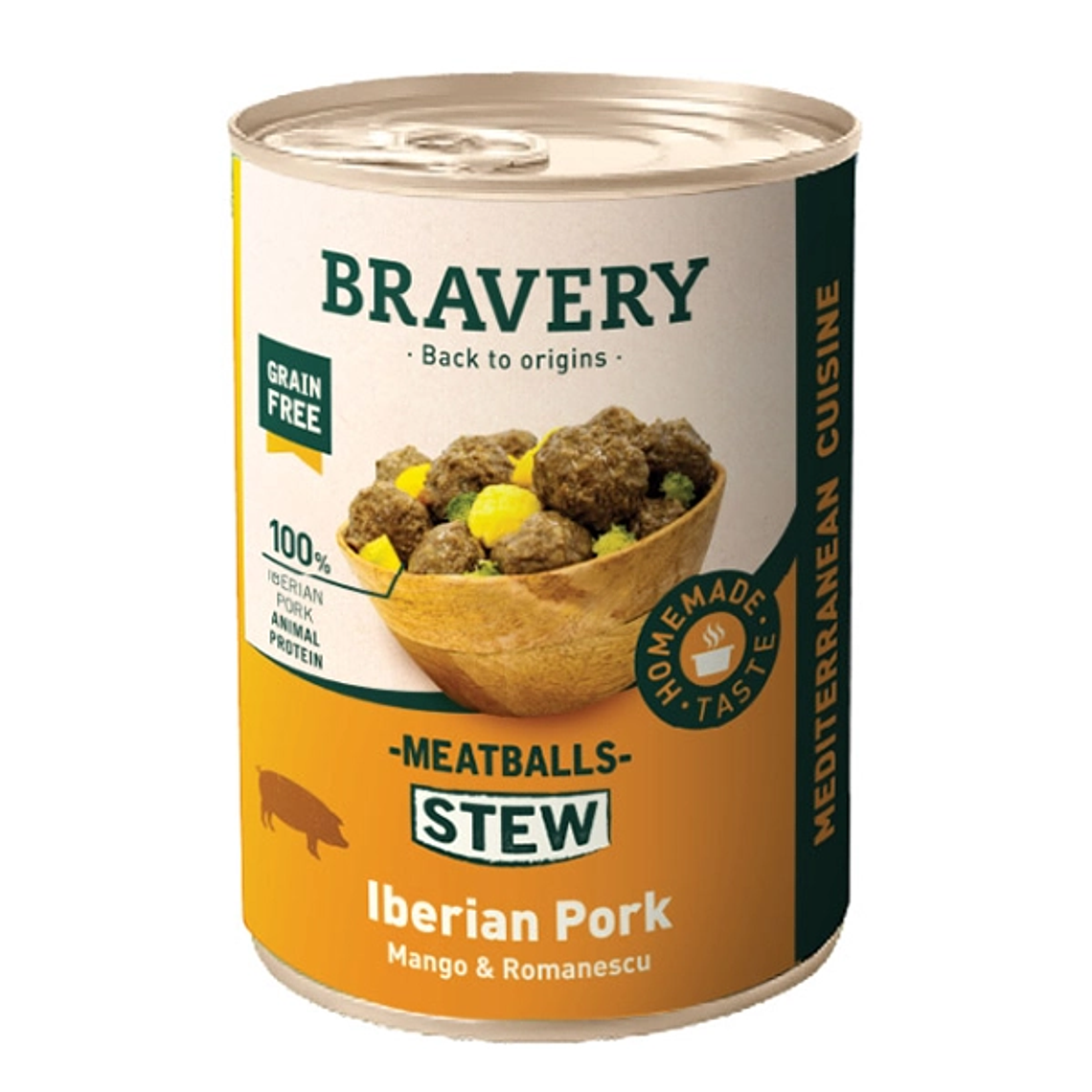 Lata Bravery Meatballs Stew Iberian Pork Para Perro 415 Gr 1