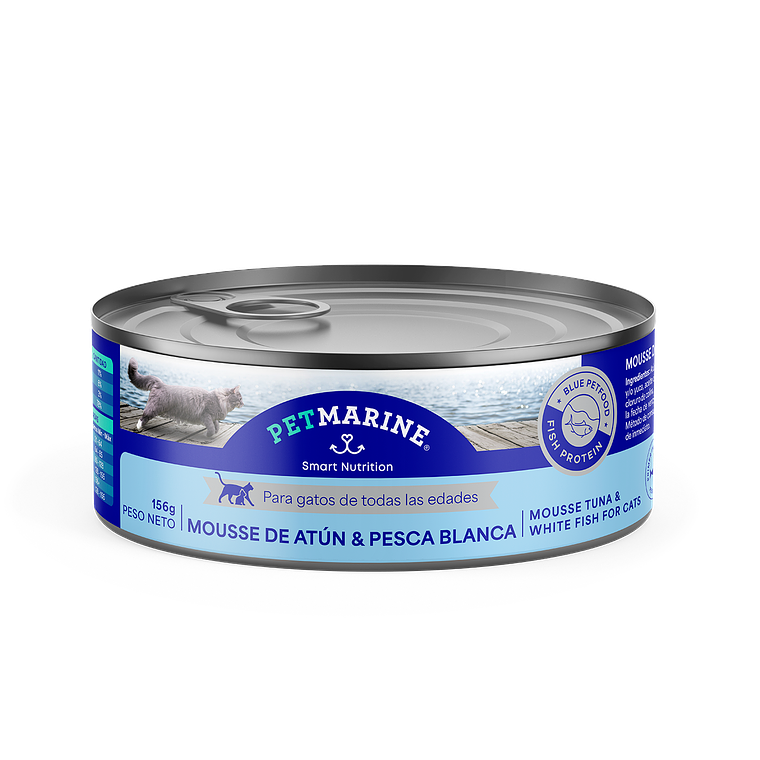 PET MARINE -   Mousse de Atún & Pesca Blanca Para gatos de todas las edades Lata 156gr 1