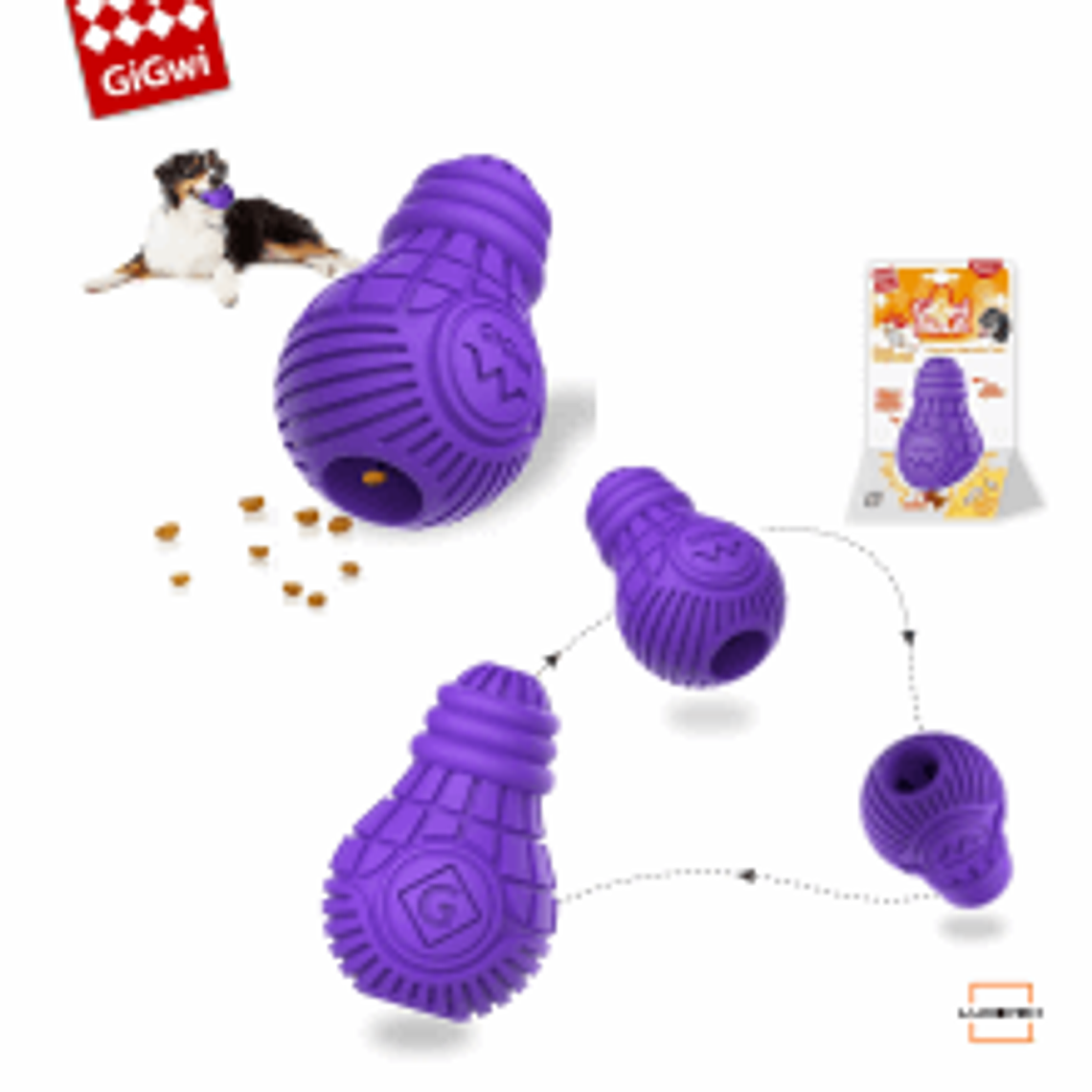 GIGWI BULB RUBBER TREAT DISPENSER L PURPLE 3