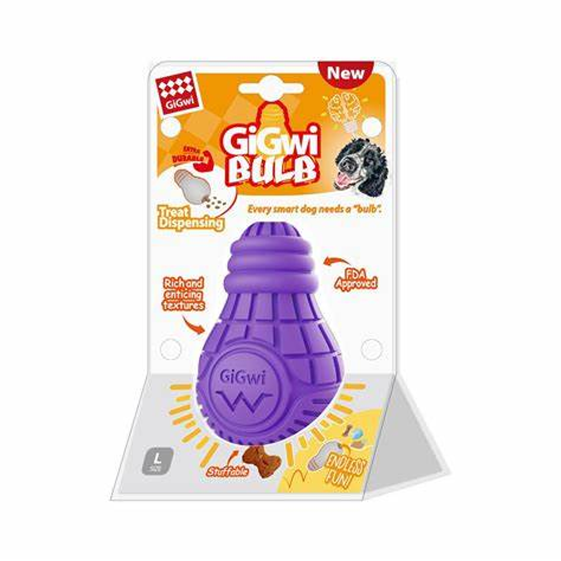 GIGWI BULB RUBBER TREAT DISPENSER L PURPLE 1