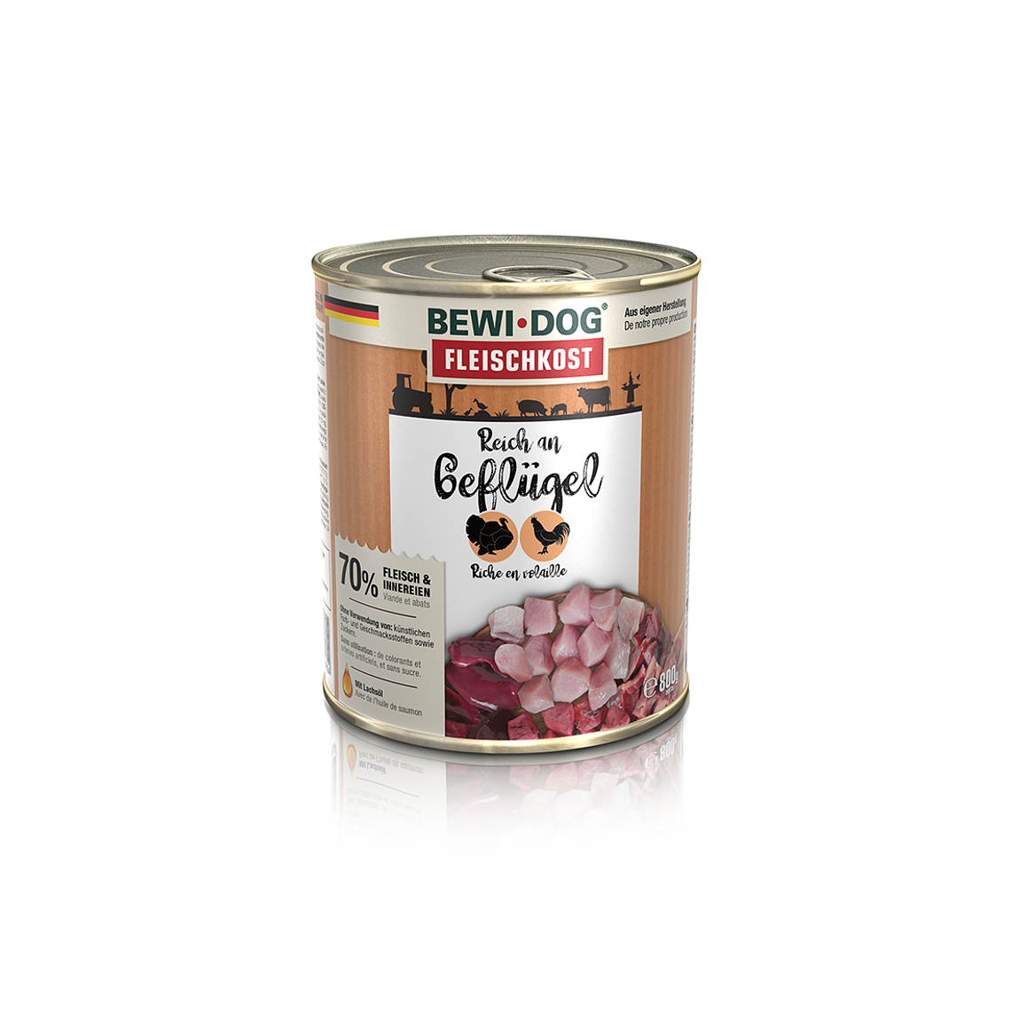 BEWIDOG LATA RICO EN AVE - ALIMENTO HUMEDO PARA PERROS 800GR 1