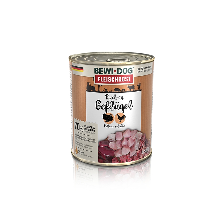 BEWIDOG LATA RICO EN AVE - ALIMENTO HUMEDO PARA PERROS 800GR 1