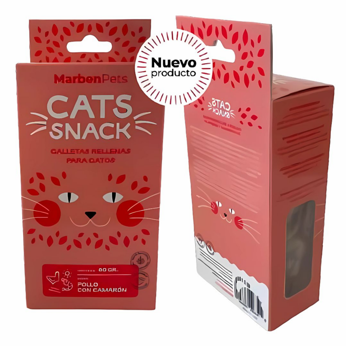 CATS SNACK GALLETA RELLENA SABOR POLLO CON CAMARON 1