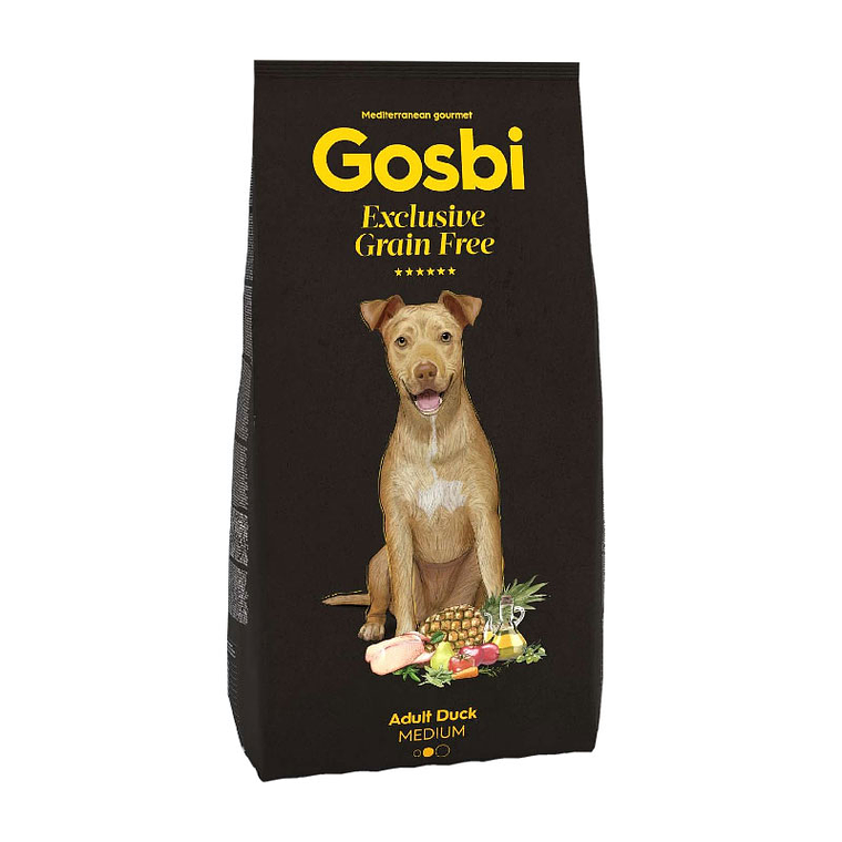 GOSBI DOG EXCLUSIVE GRAIN FREE ADULT DUCK MEDIUM 12KG 1