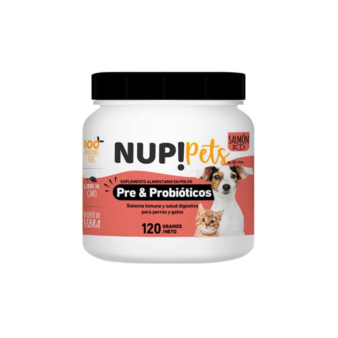 Pre & probioticos 120gr Sabor Salmón – NUP! Pets 1