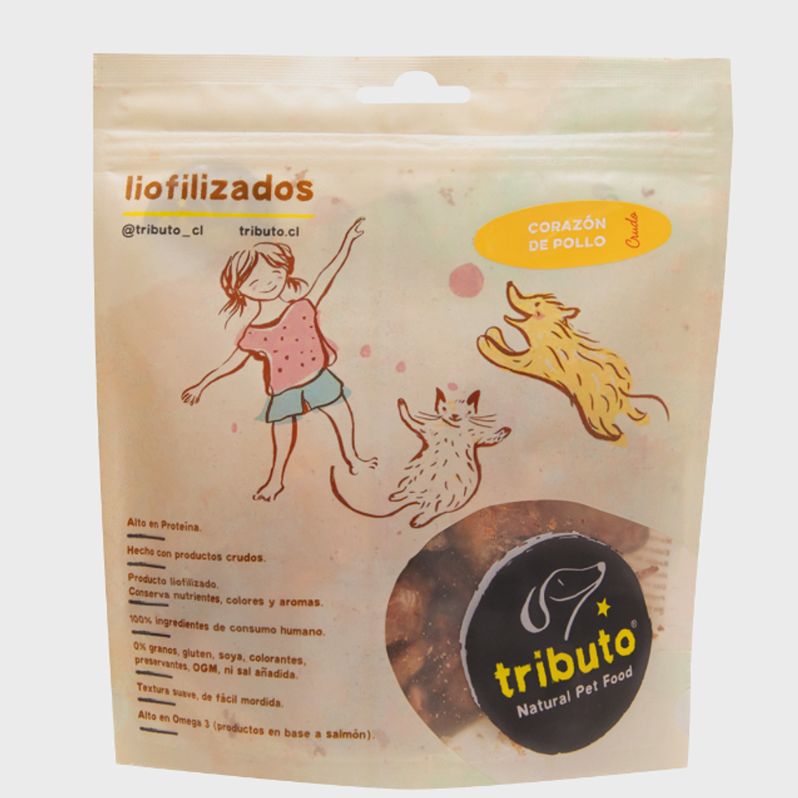 Tributo Snack Crudo Liofilizado Receta Corazón de Pollo para Perro y Gato, 100 g 1