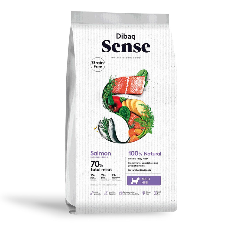 Alimento Dibaq Sense Salmón para Perro Adulto Mini 6kg 1