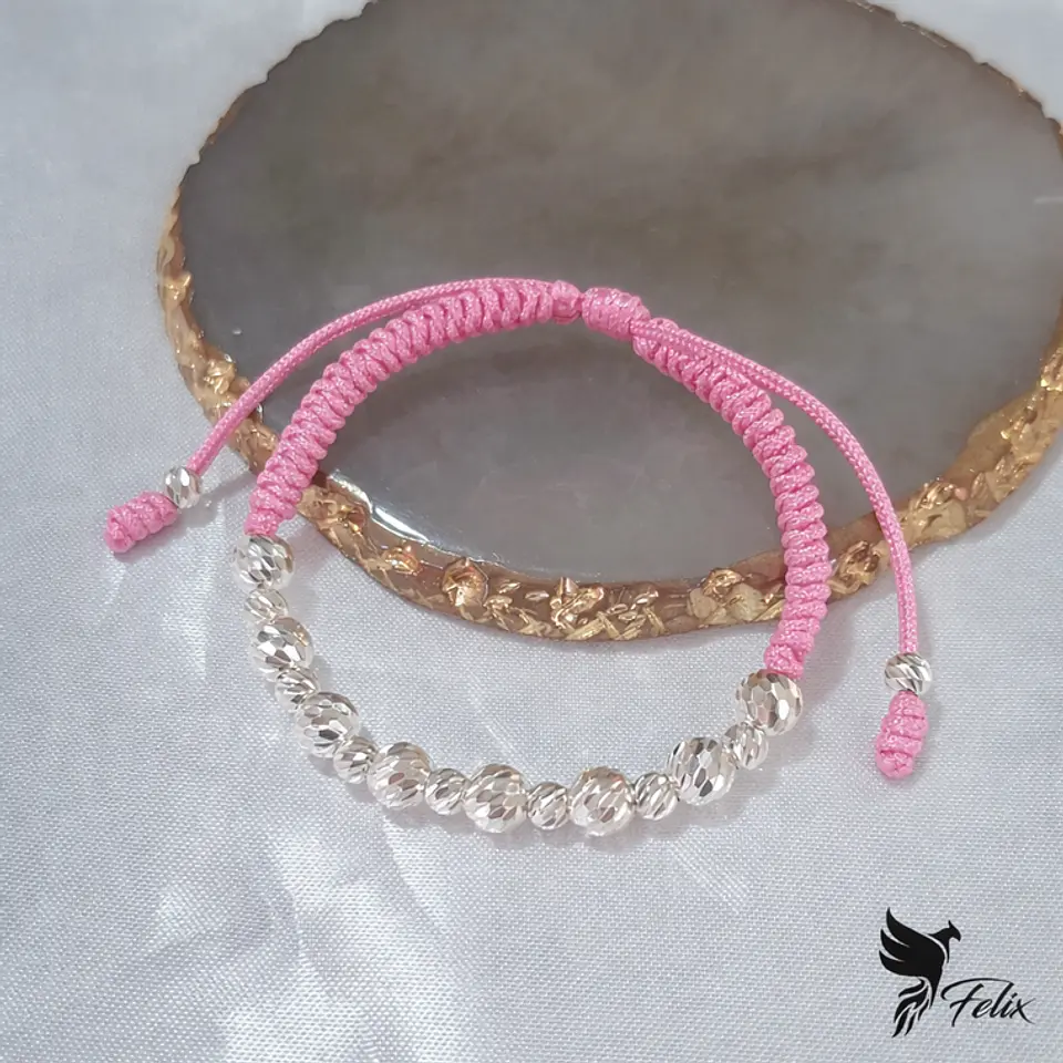 Pulsera Tejido Serpiente con Balines Diamantados 6