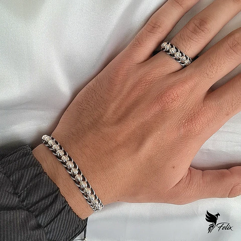 Pulsera con Anillo Combinado