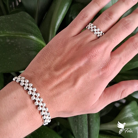 Pulsera con Anillo Tres Carriles Iguales