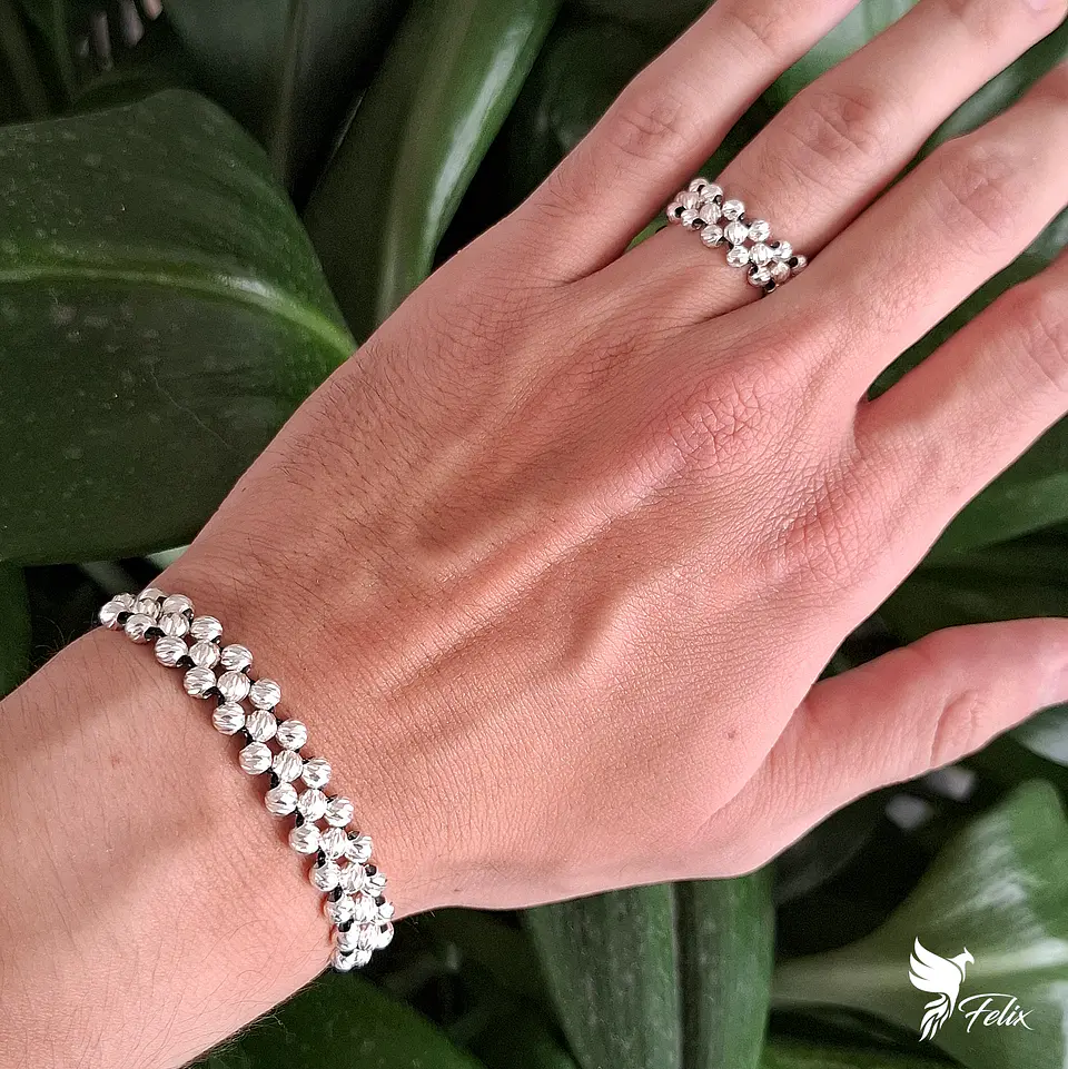 Pulsera con Anillo Tres Carriles Iguales 1