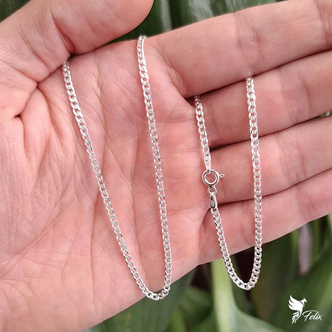 Cadena Cubana Diamantada Delgada de 60cm