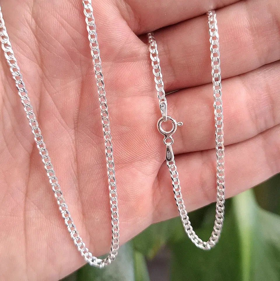 Cadena Cubana Diamantada Delgada de 60cm 2