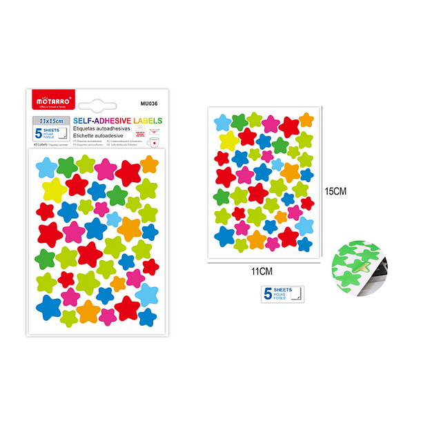 Etiquetas Autoadhesivas Estrellas Colores 5 pcs 