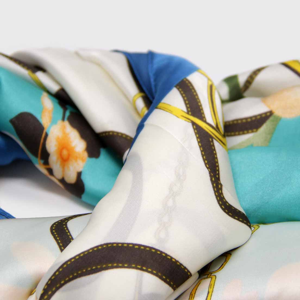 Pañuelo seda largo turquesa PAN1 1