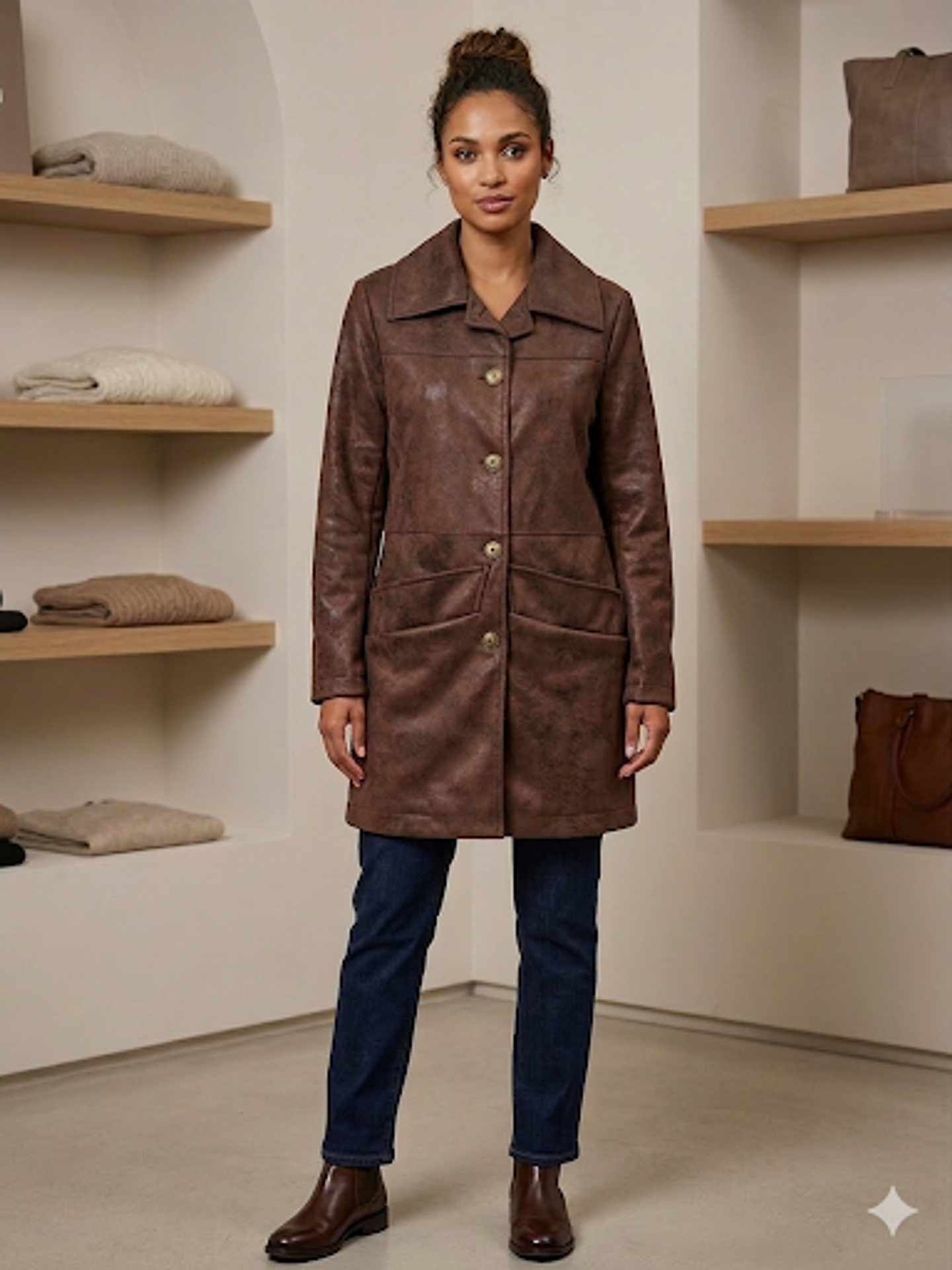 Chaqueta ecocuero cafe 1