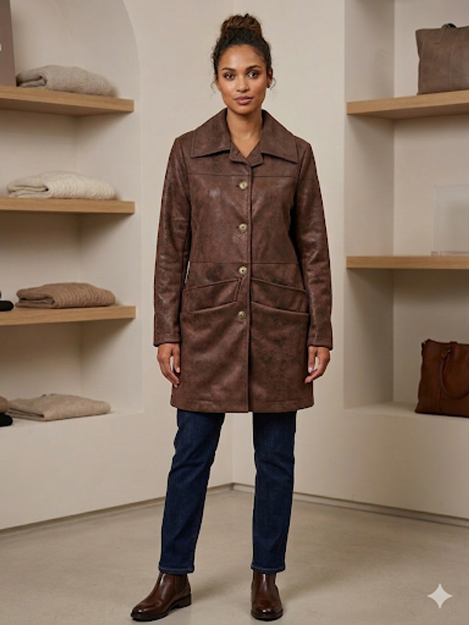 Chaqueta ecocuero cafe 1