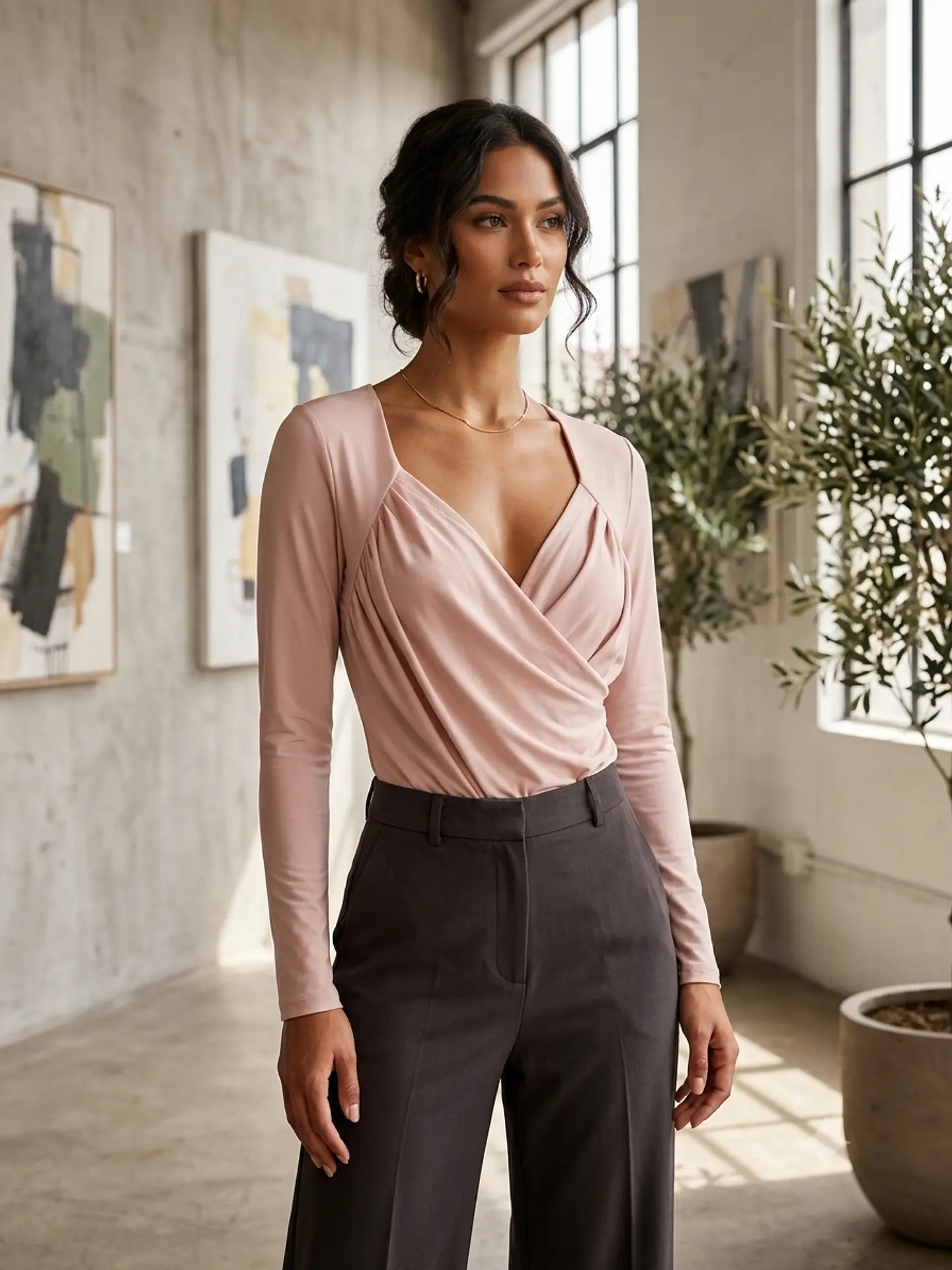 polera cruzada manga larga rosado 1