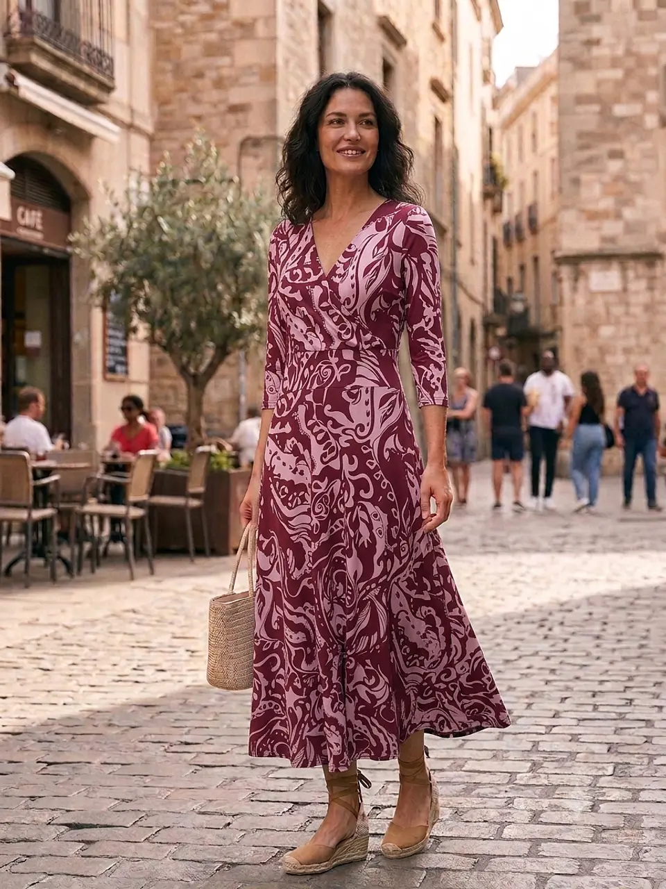 vestido imperio midi magenta 1