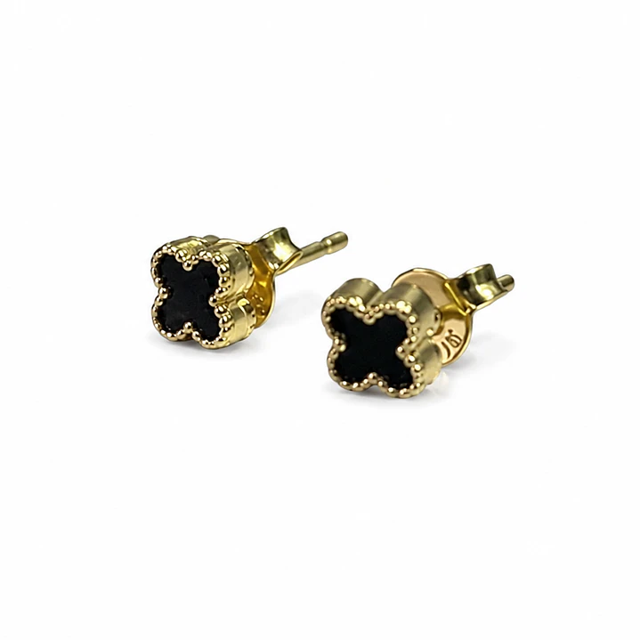 TOPOS VAN CLEEF NEGROS EN ORO LAMINADO 18K 1