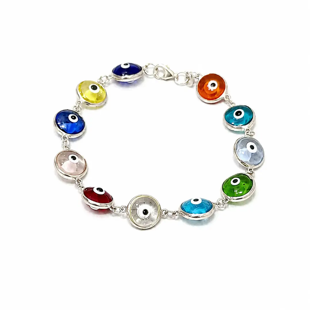 PULSERA OJO TURCO COLORS EN PLATA 1