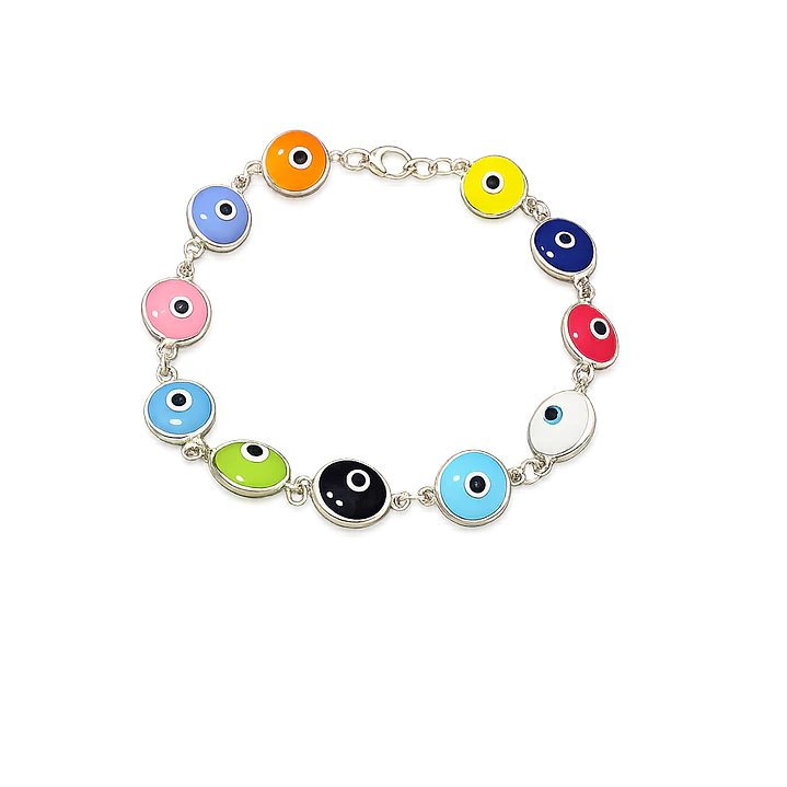 PULSERA OJO TURCO COLORS EN PLATA 2