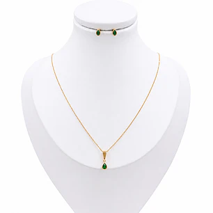 SET GOTA VERDE EN ORO LAMINADO 18K