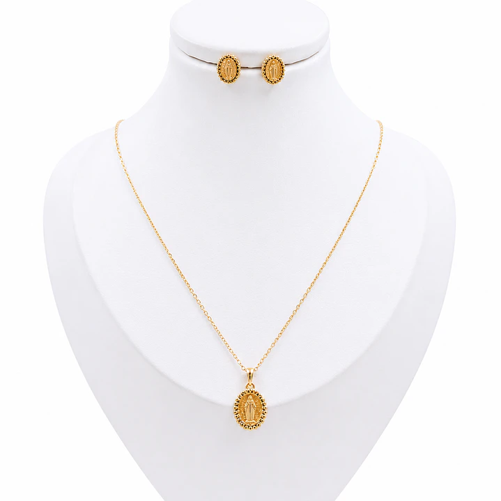 SET VIRGEN DE GUADALUPE EN ORO LAMINADO 18K 1