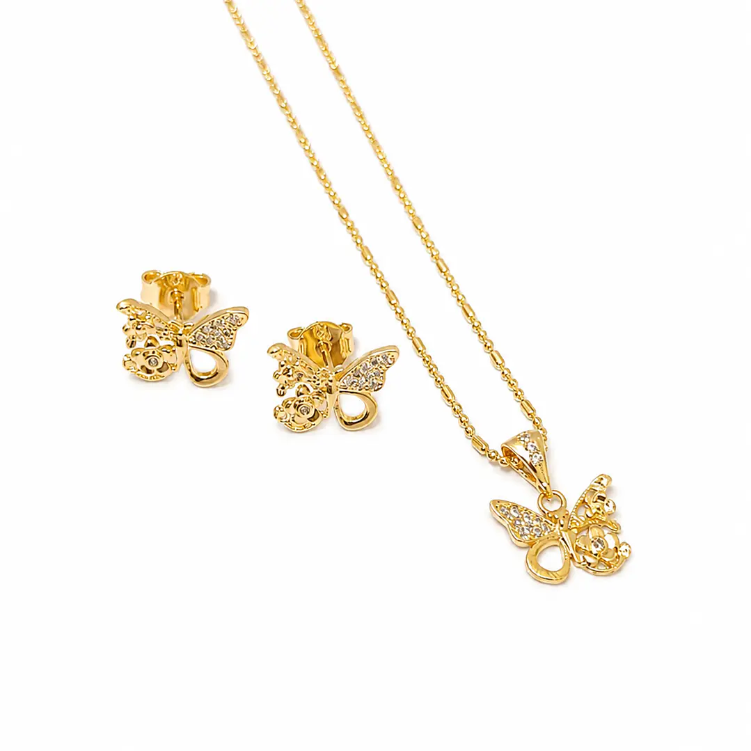 SET CIRCONIAS EN ORO LAMINADO 18K 1