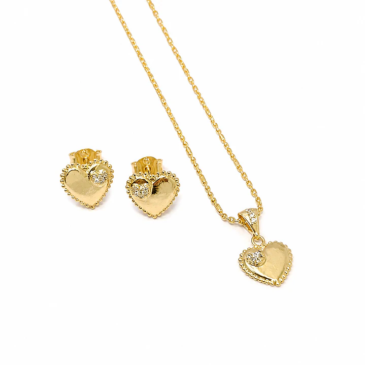 SET CORAZON CIRCON EN ORO LAMINADO 18K 1