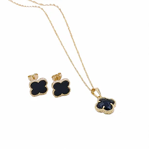 SET BLACK VAN CLEEF EN ORO LAMINADO 18K