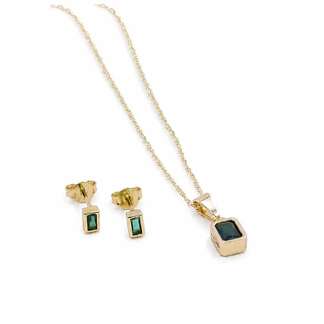 SET ESMERALDA EN ORO LAMINADO 18K 1