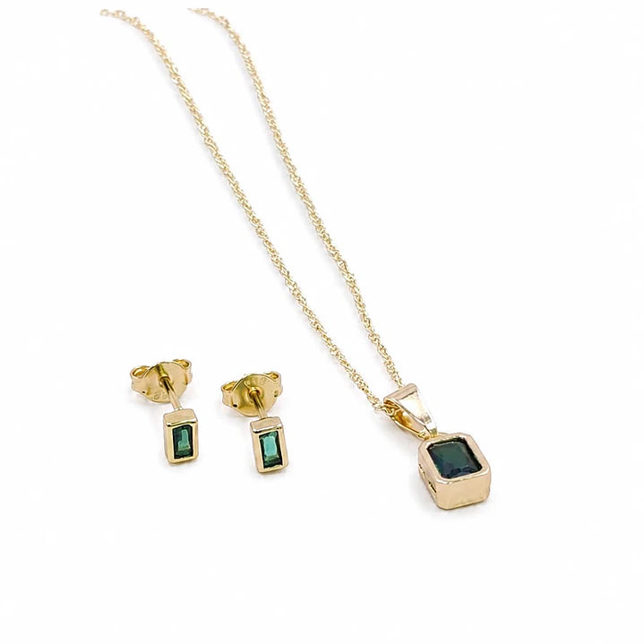 SET ESMERALDA EN ORO LAMINADO 18K 1