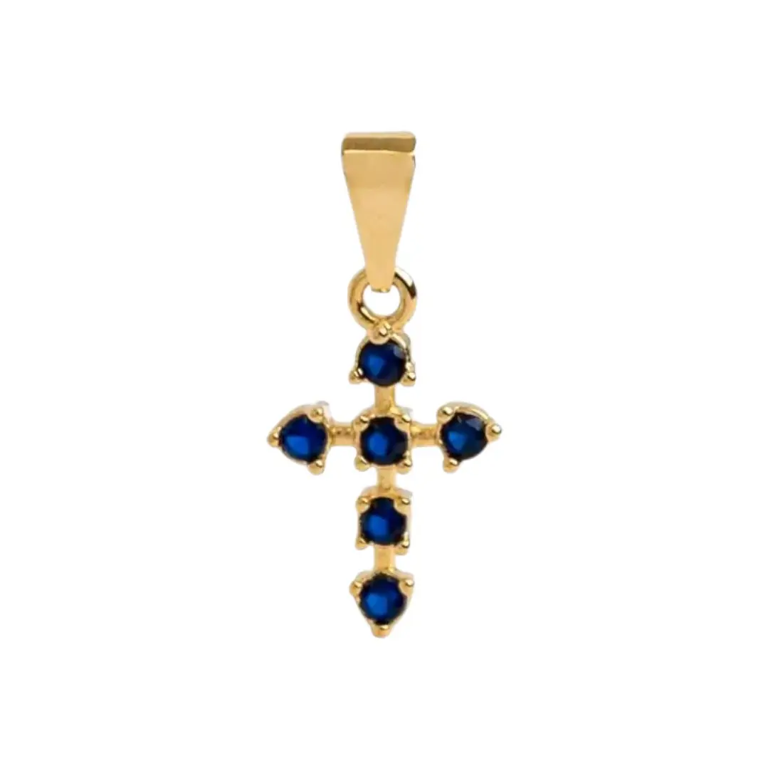DIJE CIRCONIAS AZUL EN ORO LAMINADO 18K 1