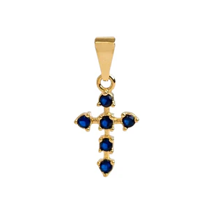 DIJE CIRCONIAS AZUL EN ORO LAMINADO 18K