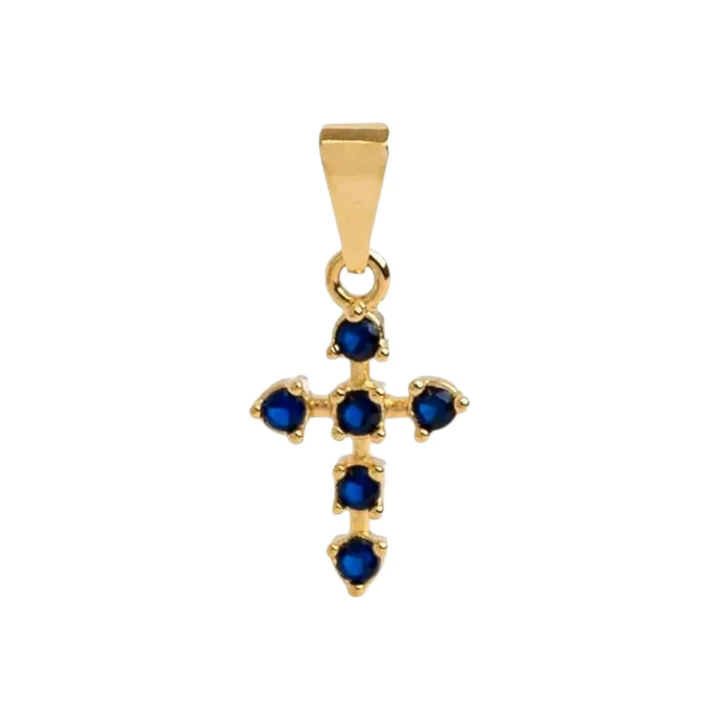 DIJE CIRCONIAS AZUL EN ORO LAMINADO 18K 1