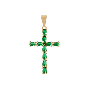 DIJE CRUZ ESMERALDA EN ORO LAMINADO 18K