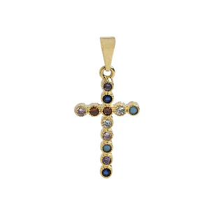 DIJE CRUZ DE COLORES EN ORO LAMINADO 18K