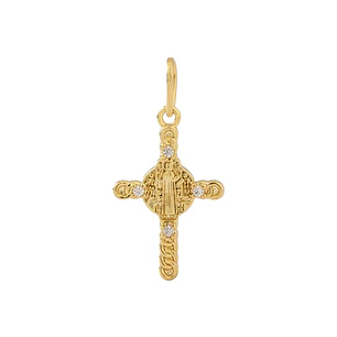 DIJE CRUZ SAN BENITO EN ORO LAMINADO 18K