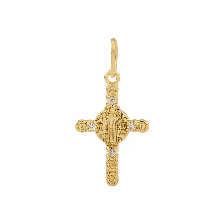 DIJE CRUZ SAN BENITO EN ORO LAMINADO 18K 1