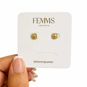 TOPOS VAN FLOR CON ROSCA DE SEGURIDAD EN ORO LAMINADO 18K