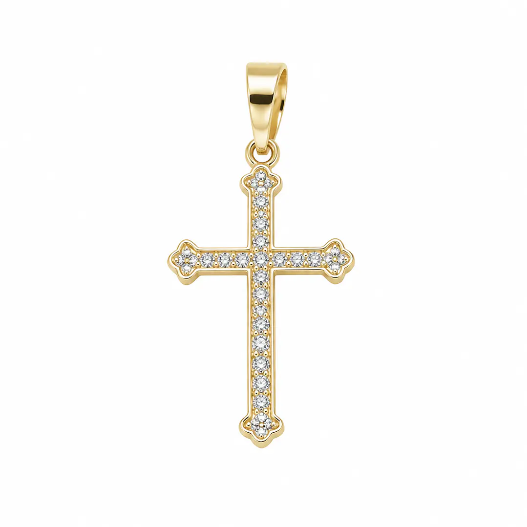DIJE CRUZ BRILLANTE EN ORO LAMINADO 18K 1