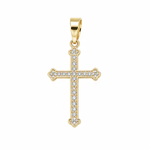DIJE CRUZ BRILLANTE EN ORO LAMINADO 18K
