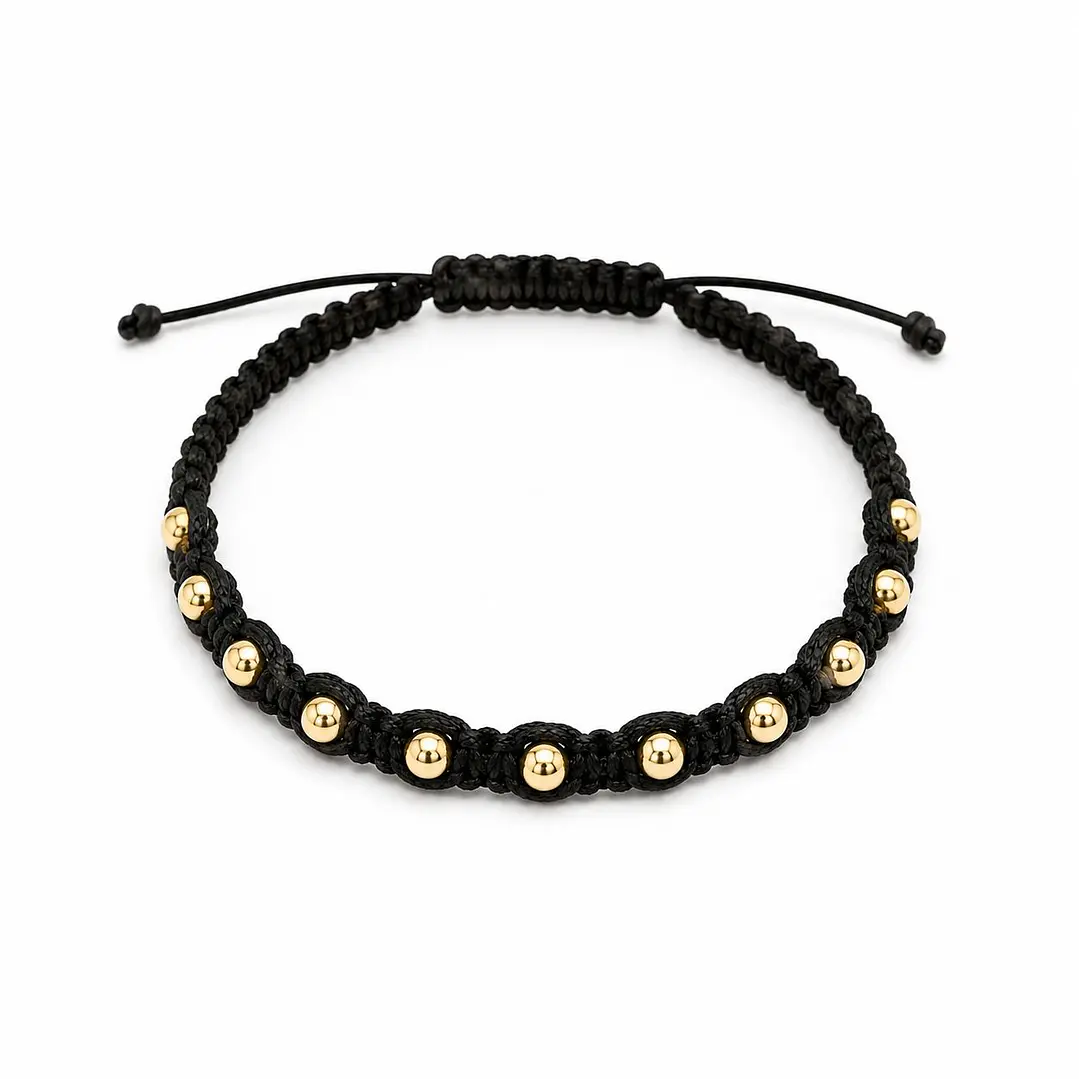 MANILLA MACRAME CON BALINES 4MM EN ORO LAMINADO 18K 1