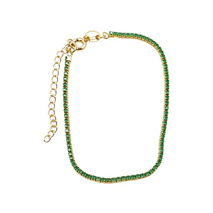 PULSERA TENNIS VERDE EN ORO LAMINADO 18K