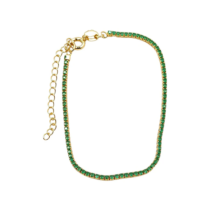 PULSERA TENNIS VERDE EN ORO LAMINADO 18K 1