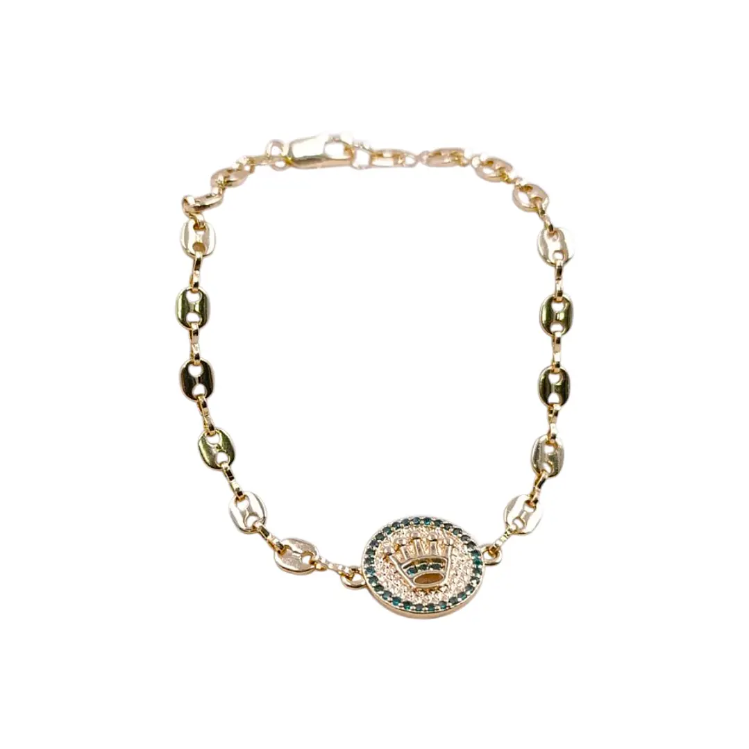 PULSERA GUCCI + ROLEX BRILLANTE EN ORO LAMINADO 18K 1